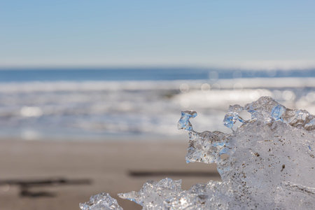 jewelry ice on beach in hokkaidoの写真素材