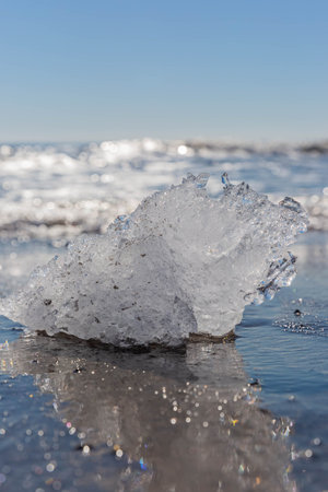 jewelry ice on beach in hokkaidoの写真素材