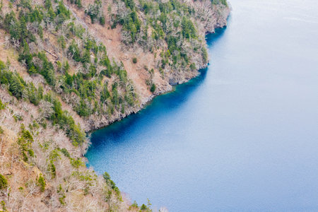 mashu lake in early spring in Hokkaido