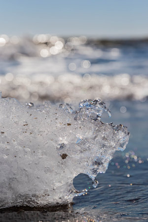 jewelry ice on beach in hokkaidoの写真素材