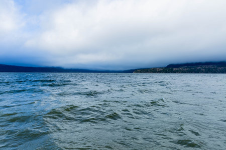 akan lake in early spring in Hokkaidoの写真素材