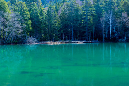 onneto lake in early spring in Hokkaidoの写真素材