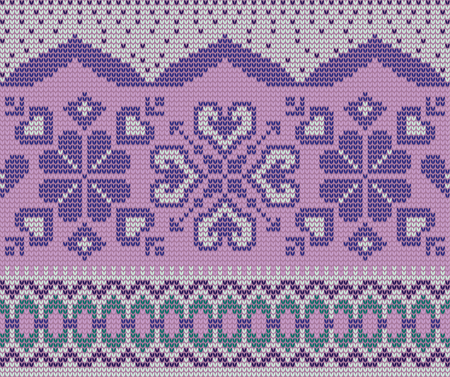 seamless violet fair isle pattern with starsのイラスト素材