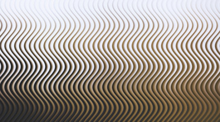 Seamless abstract design featuring smooth, rhythmic black and white wavy lines, ideal for backgrounds and textures. High contrast.の写真素材