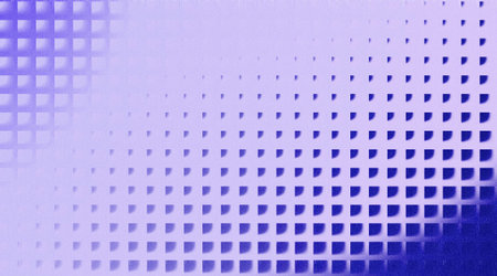 A captivating abstract visual featuring a dynamic arrangement of purple squares that gradually fade,...