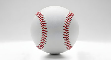 A classic baseball, complete with red stitching and leather texture, perfect for a game, practice, or display. Isolated on a clean white background for clarity.の素材