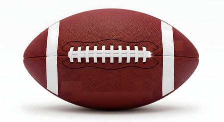 A classic American football, perfect for sports enthusiasts and game day promotions. Its detailed texture and design make it ideal for various creative projects.の素材