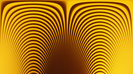 A captivating abstract image featuring curved yellow lines that create a mesmerizing optical...
