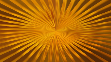 A mesmerizing display of golden rays bursting forth from a central nexus, radiating warmth and energy. The abstract design creates a dynamic and visually stunning effect.の写真素材