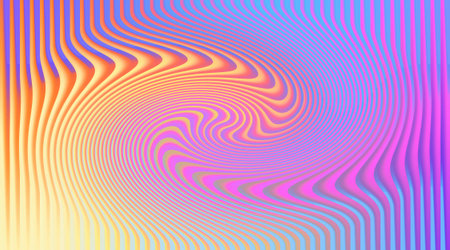 A mesmerizing abstract background featuring wavy lines and vibrant holographic color gradients,...