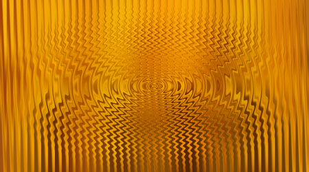 This captivating image showcases an abstract golden texture with a wavy pattern and a mesmerizing circular ripple effect design. It is visually appealing and versatile.の写真素材