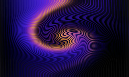 A mesmerizing abstract background featuring a spiral of purple and gold wavy lines. The design...