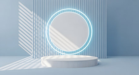 Minimal podium scene with geometrical forms in pastel color abstract backgroundの素材