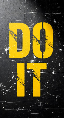 do it yellow sign on a black wall with grunge effect.の素材