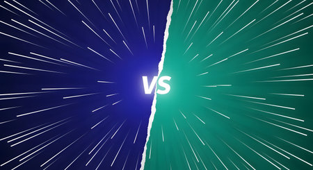 Versus banner on blue background. Vector illustration. Versus concept.の素材