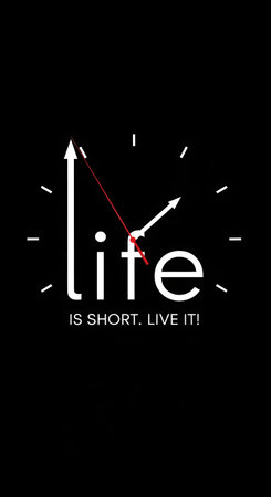 The clock shows the time is running out, life is short, live it and enjoyの素材