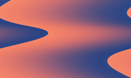 A vibrant abstract background featuring flowing gradients in coral and navy blue, creating a dynamic and modern design with smooth, wavy lines and a fluid effect.の写真素材