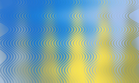 A vibrant abstract background featuring wavy lines in shades of blue and yellow, perfect for adding...