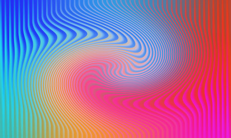 abstract background with wavy lines in pink, blue and yellow