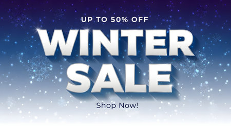 Winter sale banner template. Winter sale background with snowflakes.の素材