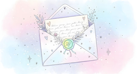 Envelope with letter. Watercolor background. Vector illustration.の素材