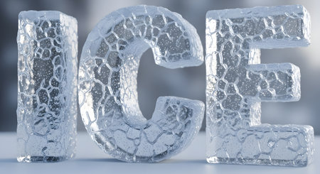 Ice cubes forming the word CO2. 3D render illustration.の素材