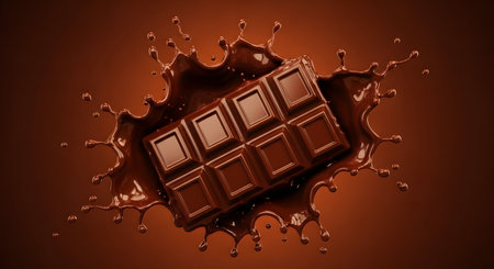 Milk chocolate splashing on a dark background. 3d renderingの素材