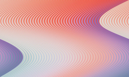 abstract background with wavy lines in orange, pink and purple colorsの写真素材