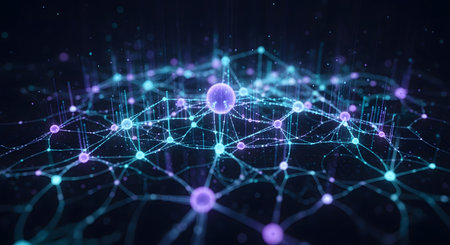 3D illustration of abstract digital background with connecting dots and lines. Network concept.の素材