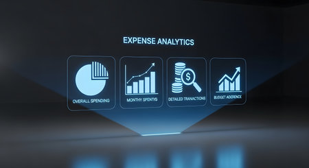 Finance Management - Business Icons on Dark Background. 3D Renderの素材