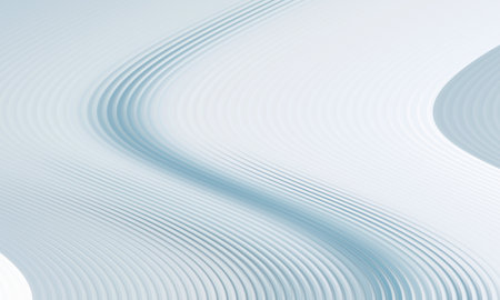 abstract background with smooth wavy lines in light blue and white colorsの写真素材