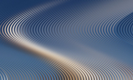 abstract background with smooth wavy lines in blue and beige colorsの写真素材