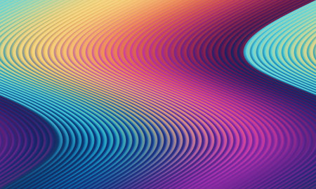 abstract background with smooth wavy lines in purple and orange colorsの写真素材