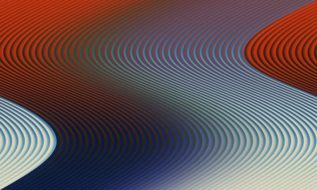 abstract background with blue, orange and red lines and waves.