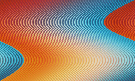 abstract background with blue, orange and orange waves, vector illustration