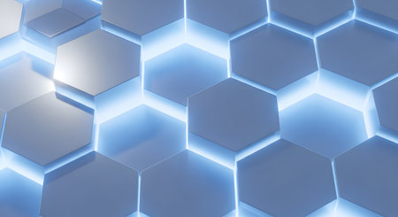 Abstract 3d rendering of hexagons. Futuristic background with hexagons.の素材