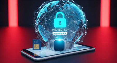 Laptop with magnifying glass and business icons, 3d renderingの素材