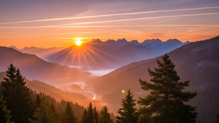 Sunrise in the Dolomites. Sunrise in the mountains.の素材