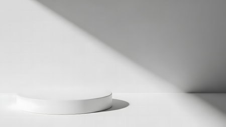 3d render of white podium for product presentation. Minimal scene.の素材