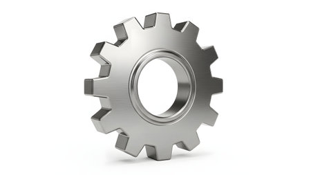 3d rendering of gear wheel isolated on white background with clipping pathの素材