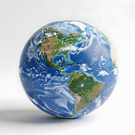 Earth globe on white background. 3D illustration. Elements of this image furnished by NASAの素材