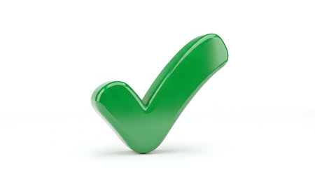 Green check mark isolated on white background. 3d render image.の素材