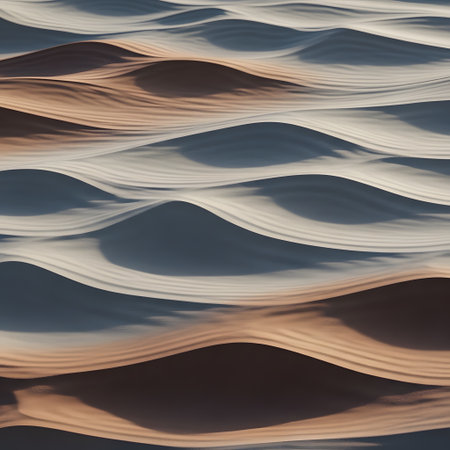 abstract background with smooth wavy lines in the sea at sunsetの素材