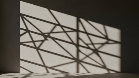 Abstract shadow on a white wall. Light and shadow on a white wall.の素材