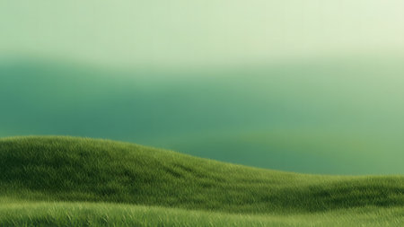 Green field with grass and blue sky, 3d rendering. Computer digital drawing.の素材