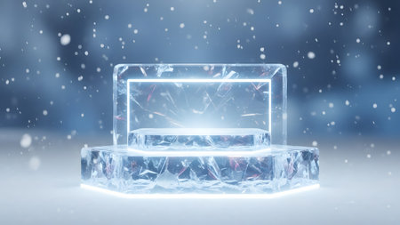 Abstract 3d render of ice cube background. Futuristic geometric design.の素材