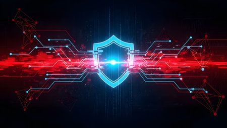 Cyber security concept. Abstract digital background. 3D Renderingの素材