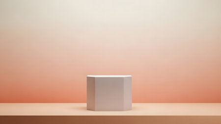 3d render of white podium for product presentation. Abstract background.の素材