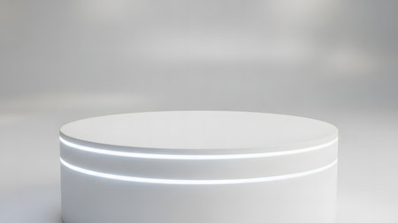 White round podium on a white background. Mockup for design. 3D renderingの素材
