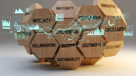 Business strategy concept on wooden cubes. 3D rendering. Mixed mediaの素材